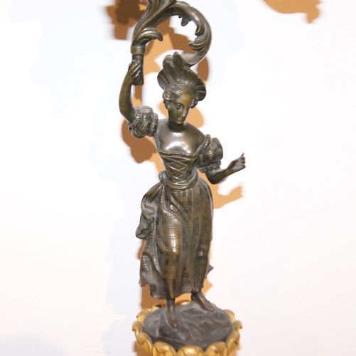 Coppia di candelabri candelieri in bronzo del 1800 Impero Francesi
