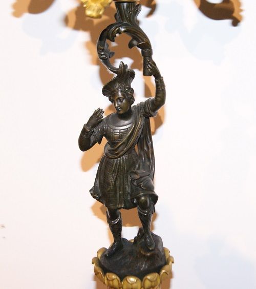 Coppia di candelabri candelieri in bronzo del 1800 Impero Francesi