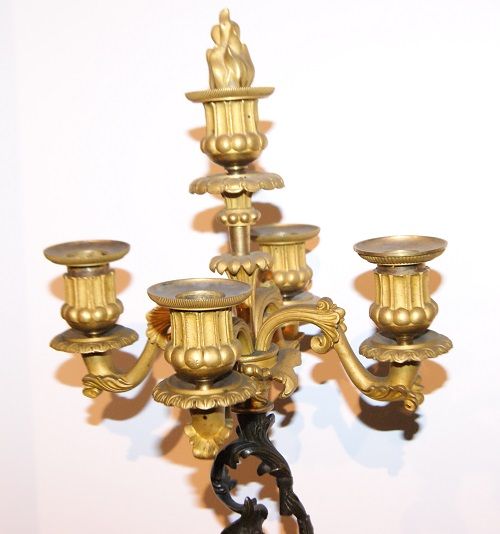Coppia di candelabri candelieri in bronzo del 1800 Impero Francesi