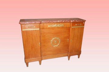 French sideboard from the 19th century with marble and bronzes in citron wood