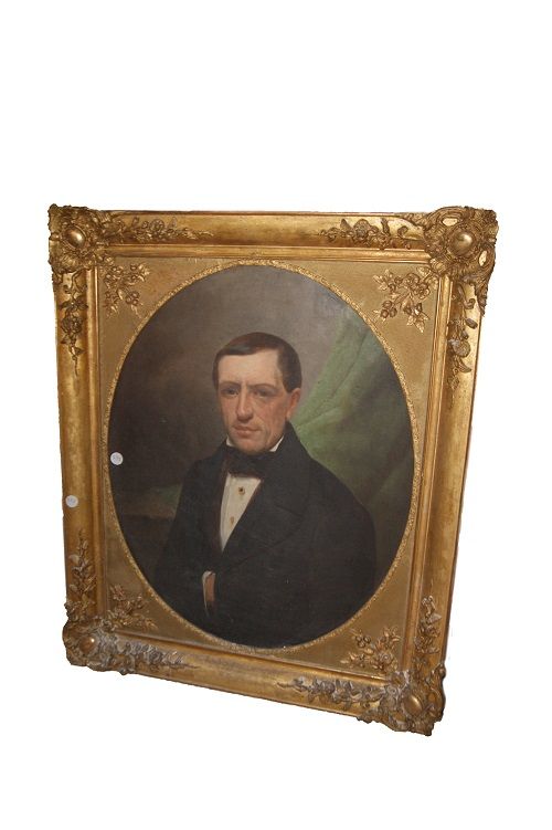 Dipinto quadro olio su tela francese Ritratto del 1800 Nobiluomo