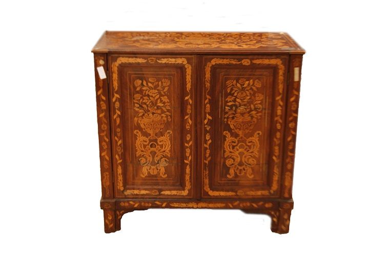 Antico credenzino credenza olandese intarsiata del 1800 Mogano
