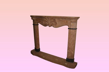 Pink marble fireplace