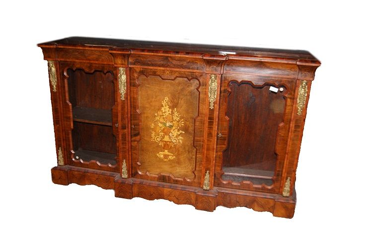 Antica credenza servant Luigi XVI del 1800 in noce intarsiato