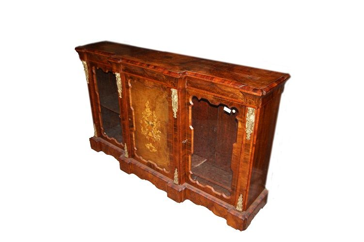 Antica credenza servant Luigi XVI del 1800 in noce intarsiato