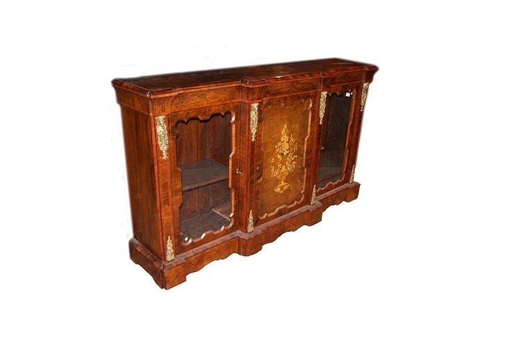 Antica credenza servant Luigi XVI del 1800 in noce intarsiato