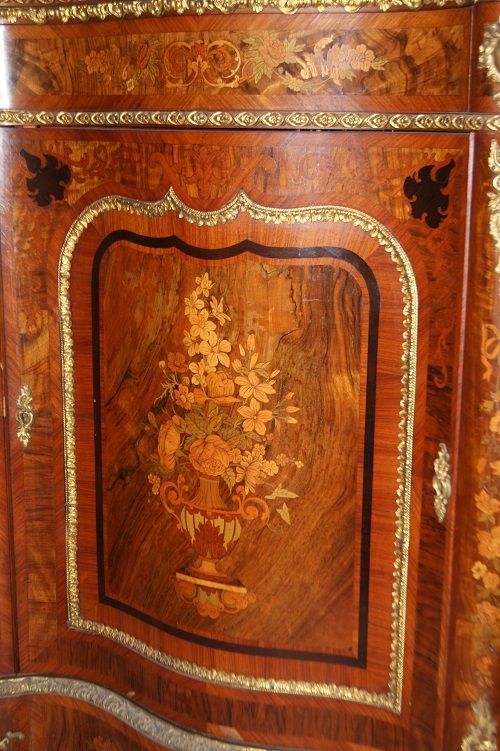 Antica credenza servante del 1800 Luigi XV riccamente intarsiata