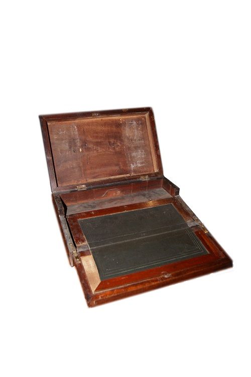 Antico scrittoio portatile da viaggio del 1800 inglese con intarsio