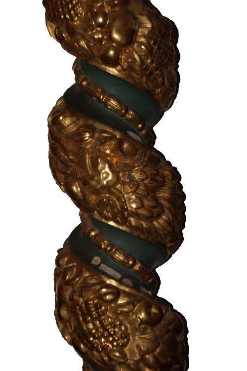 Coppia di antiche grandi colonne del 1600 italiane stile Barocco