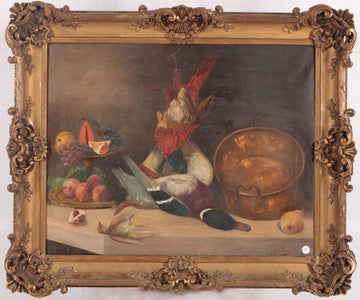 Antique French oil painting still life from the early 1900s
