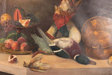 Ancienne nature morte à l'huile sur toile française du début des années 1900