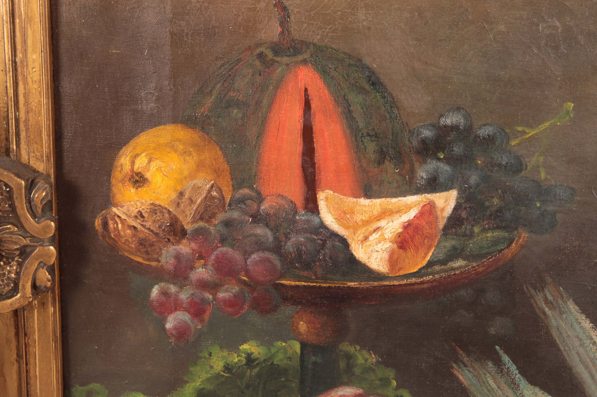 Antico olio su tela francese natura morta di inizio 1900