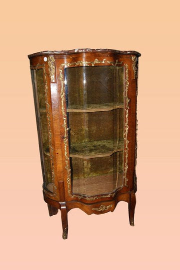 Single-body rosewood display cabinet moved with bronzes
