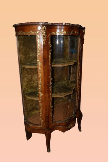 Single-body rosewood display cabinet moved with bronzes