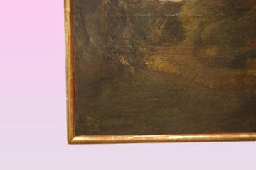 Oil on canvas Country landscape with small golden frame