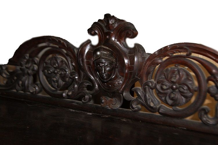 Elegante credenza antica scura francese del 1800 Luigi Filippo alzata