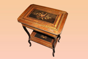 Antique French inlaid dressing table from the 1800s in ebony