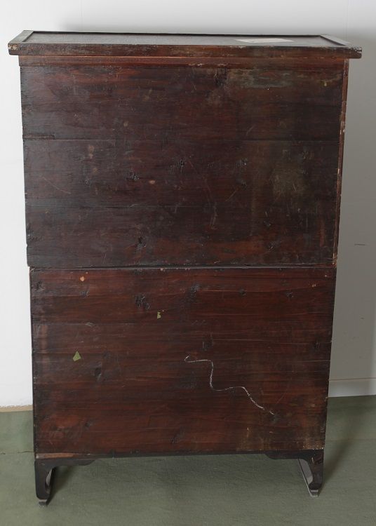 Antica credenza doppio corpo coreana del 1900 in legno orientale