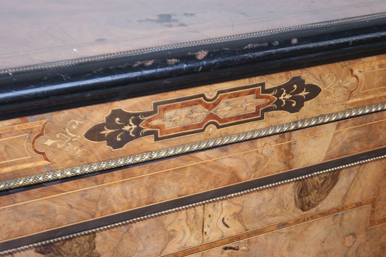 Antico servante credenza da salone inglese del 1800 intarsiata noce
