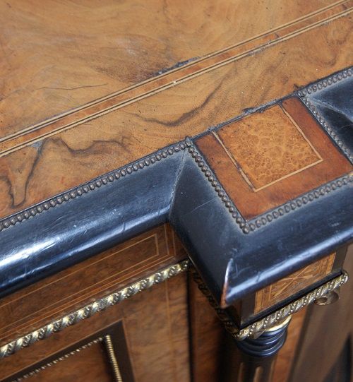 Antico servante credenza da salone inglese del 1800 intarsiata noce