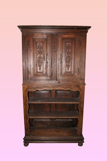ancient double body Cupboards from the 1800s, tall and narrow carved