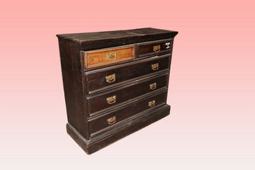 Antique large English chest of drawers from the 1700s, Queen Anne style