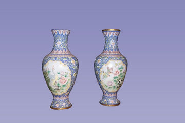 Pair of large cloisonne vases