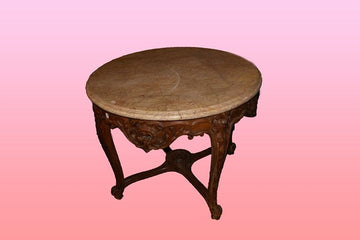 Antique Baroque style center table with marble from the 1800s