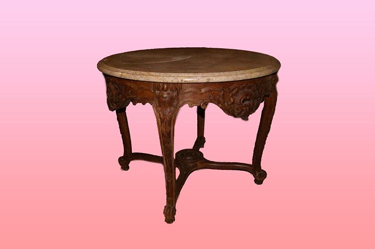 Antico tavolo barocchetto stile Barocco con marmo del 1800