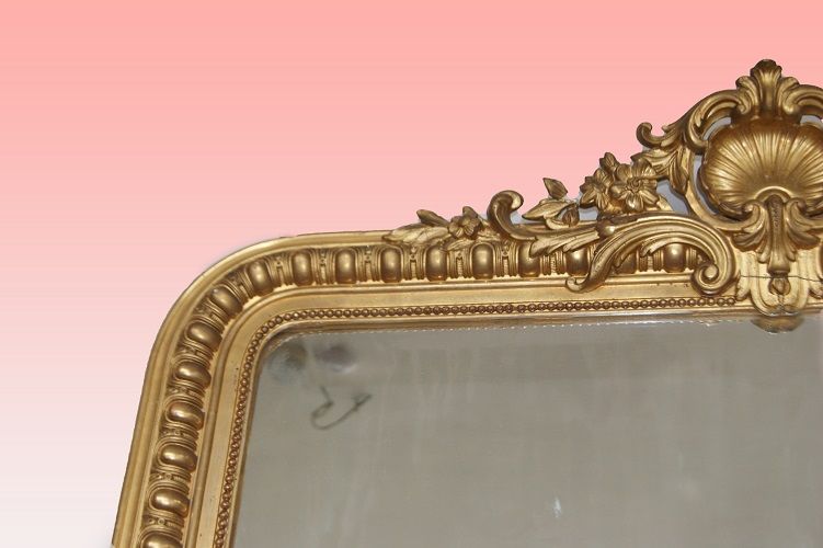 Antica grande specchiera antica del 1800 dorata foglia oro francese 