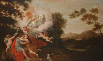 Huile sur toile française de 1700 Allégorie de l'Amour
