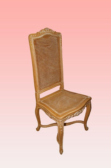 6 chaises anciennes 2 tables d'appoint en osier de style provençal en merisier