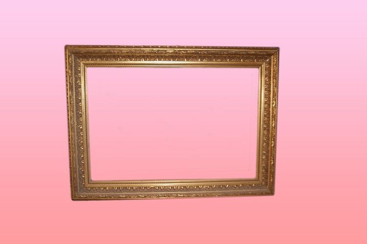 Bellissima cornice rettangolare del 1900 dorata foglia oro italiana