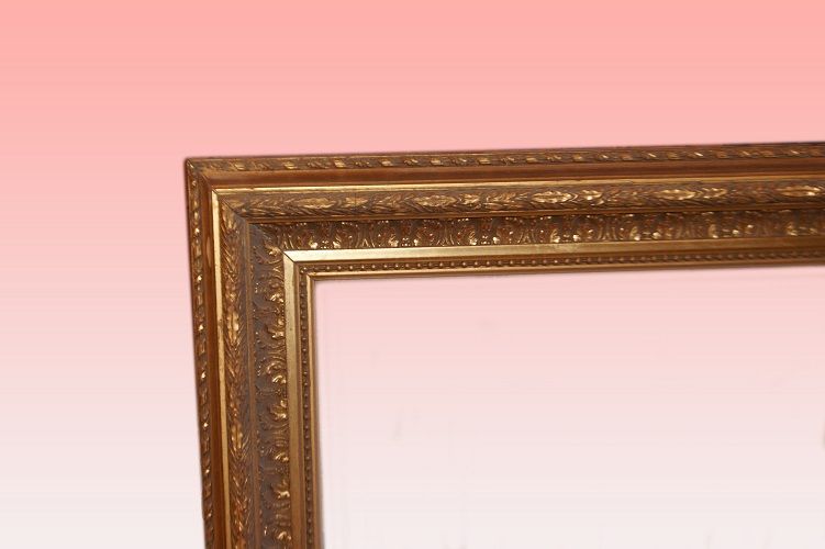 Bellissima cornice rettangolare del 1900 dorata foglia oro italiana