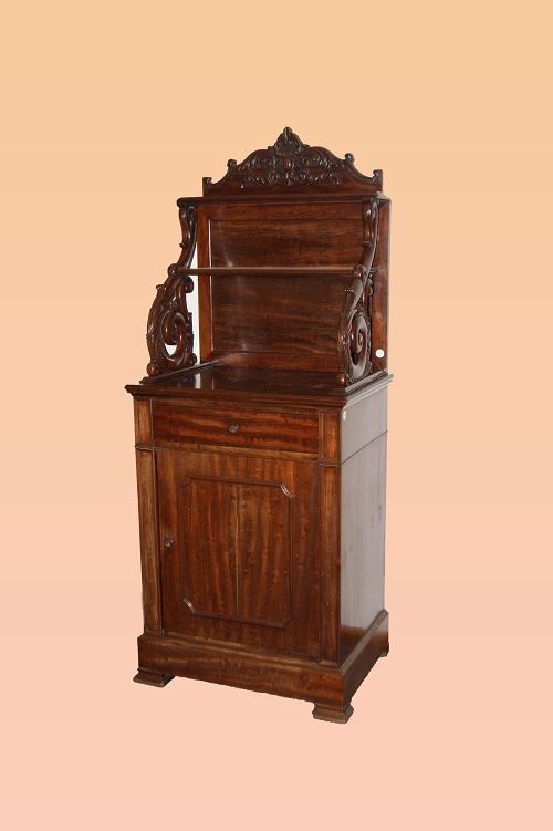 Coppia di antiche piattaie del 1800 in mogano con alzata
