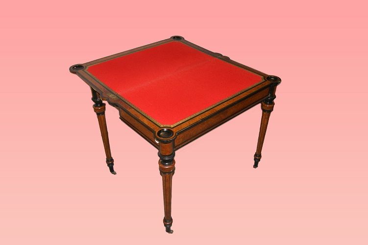 Antico tavolino da gioco stile Luigi XVI francese del 1800 maples