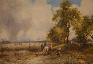 Récolte de blé de paysage de campagne aquarelle anglaise