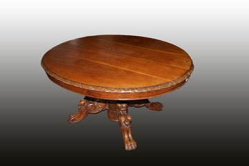 Antique French oval extendable table from the 1800s, Louis Philippe style