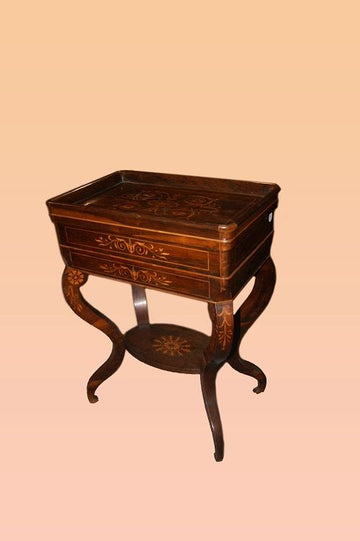 Antique French Dressing Table from the 1800s, Charles X style, richly inlaid