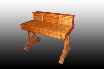 Beautiful 19th century Louis Philippe style writing desk with upstand with leather top