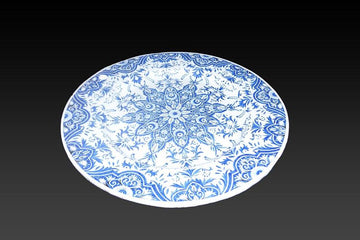 Antique large French blue and white ceramic plate from the 1800s