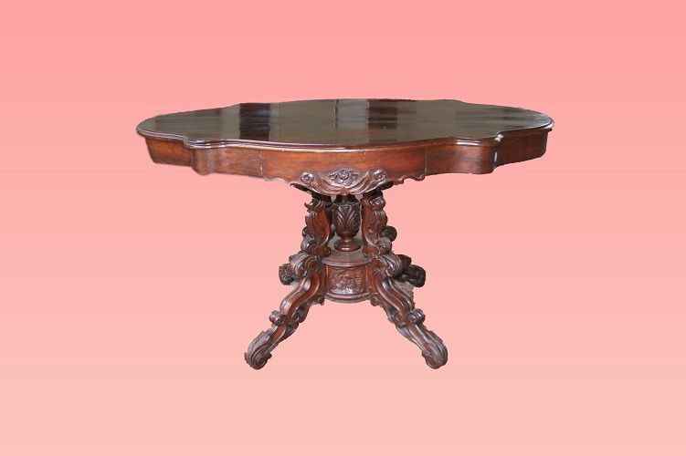 Antico tavolino da salotto del 1800 in mogano stile Luigi Filippo