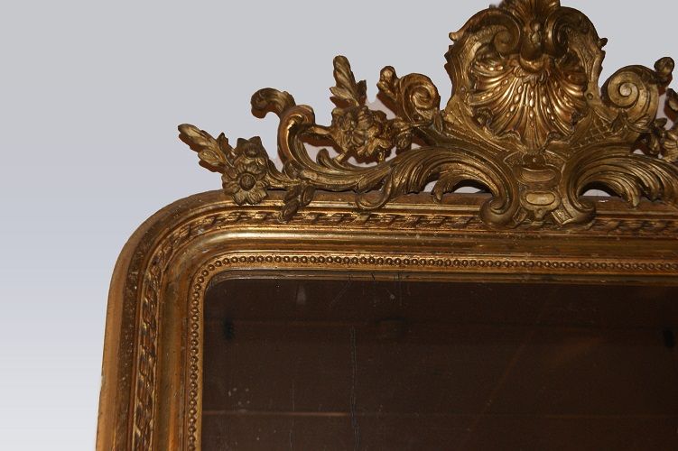 Antica specchiera del 1800 dorata con cimasa stile Luigi XVI francese