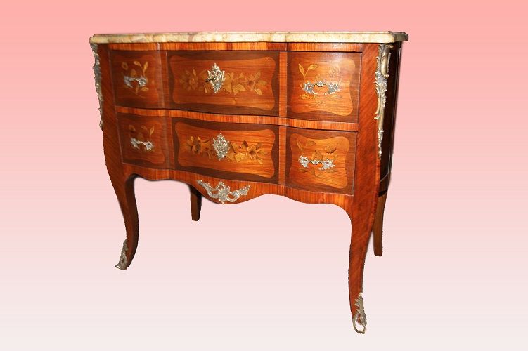 Antico comoncino francese del 1800 con scrittoio intarsiato