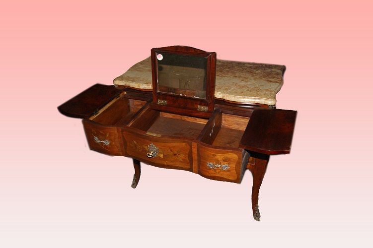 Antico comoncino francese del 1800 con scrittoio intarsiato