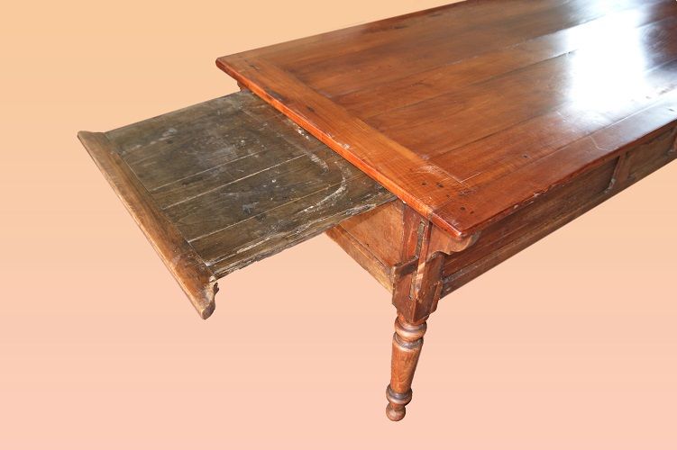 Antico tavolo rustico con madia in legno di ciliegio metà 1800