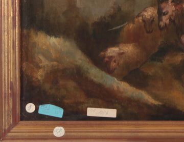 Huile sur toile française antique 1800 représentant une scène galante