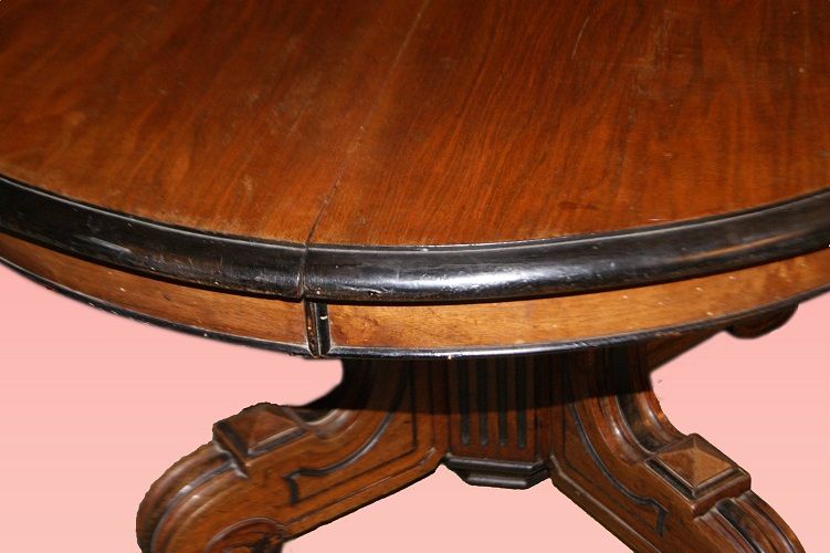 Tavolo allungabile Luigi Filippo del 1800 in legno di noce