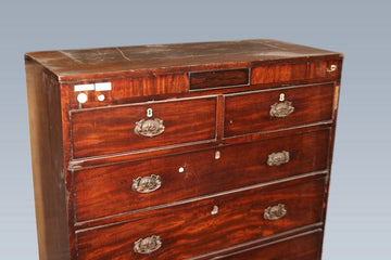 19th century English Regency style chest of drawers in mahogany with 5 drawers