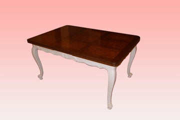 Antique Provençal table from the 1800s, white pickled in elm and briar